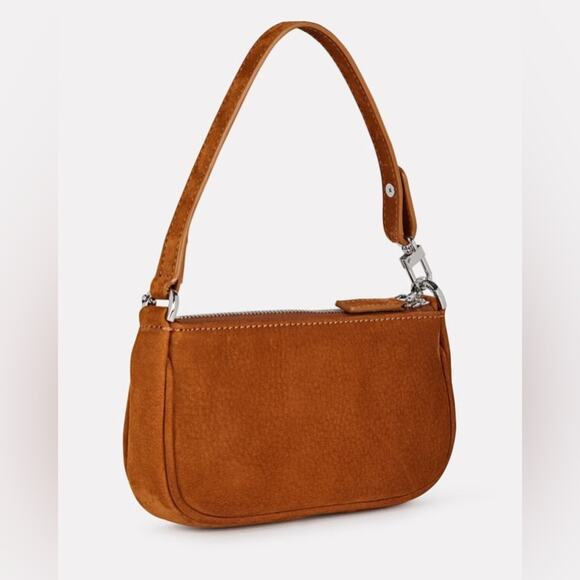 BY FAR Mini Rachel Chain-Embellished Suede Baguette Bag - Picture 3 of 7